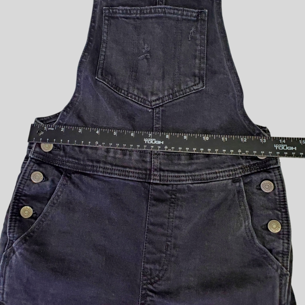 Old Navy Women's Black Jean Bib Distressed Overhauls Denim Size 00 - Picture 5 of 14